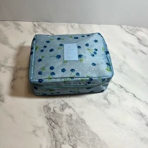 Portable Travel Toiletry‎ Bag Blue Cherries NEW